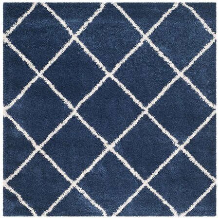 Safavieh 11 x 11 ft. Hudson Shag Power Loomed Square Area Rug; Navy & Ivory SGH281C-11SQ